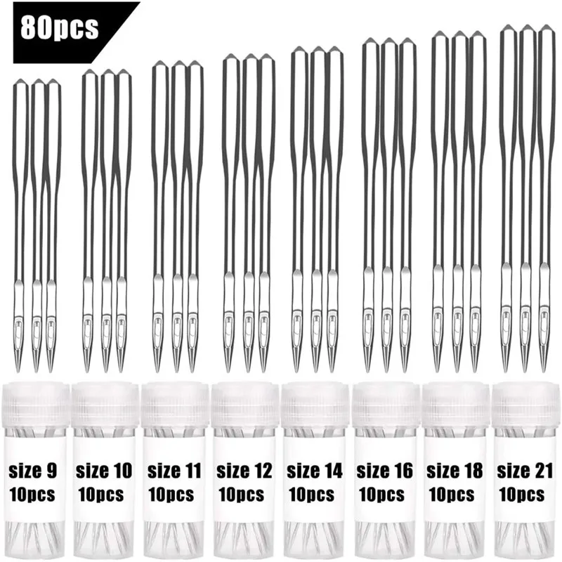 

LMDZ 80PCS LMDZ Sewing Machine Needles With Plastic Box Stainless Steel Flat Head Sewing Machine Needles Universal Regular Point