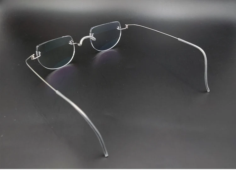 Yujo Unisex Rimless Flat Top Round Stainless Steel Eyeglasses Image 4