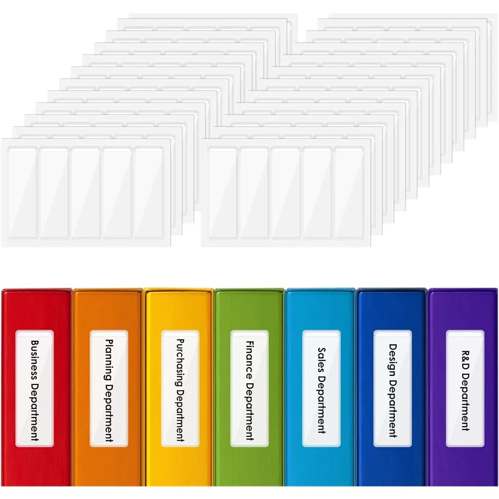 Organizza la tua casa con 20 supporti per etichette trasparenti: tasche adesive per etichette per scaffali, raccoglitori, file, contenitori e scatole!