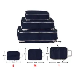 Foldable Waterproof Travel Packing Cubes - Portable Nylon Luggage Organizer with Handle - 3pcs (Black)