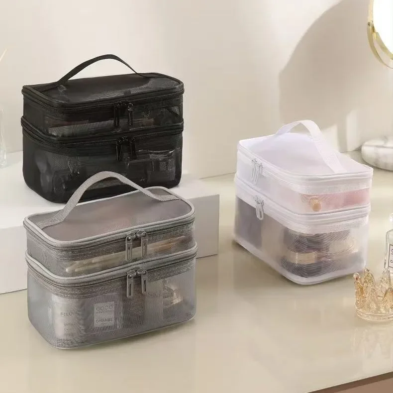Spacious Nylon Mesh Cosmetic and Toiletry Travel Organizer