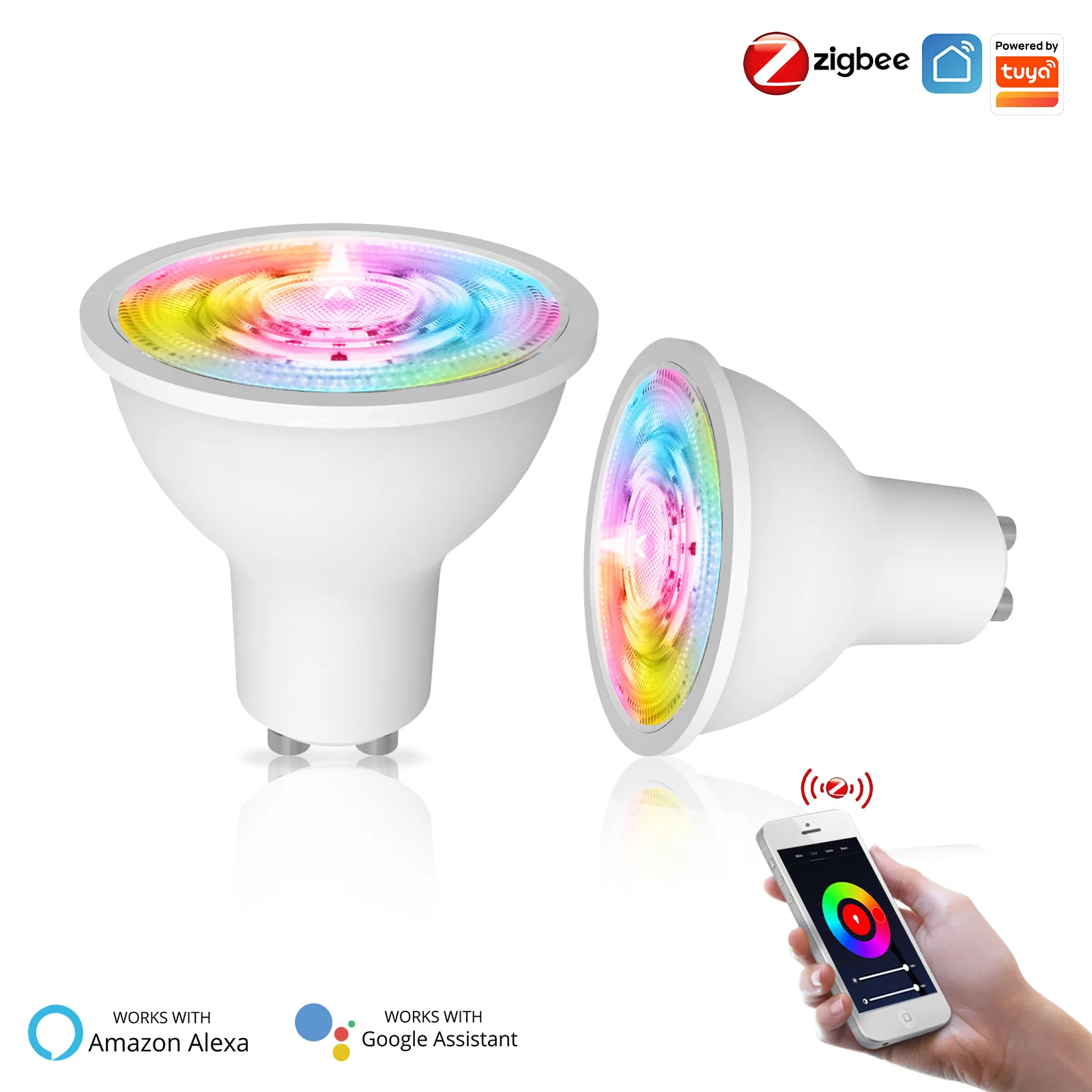 Ampoules LED intelligentes Tuya ZigBee GU10,rvb C + W blanc,lampes à