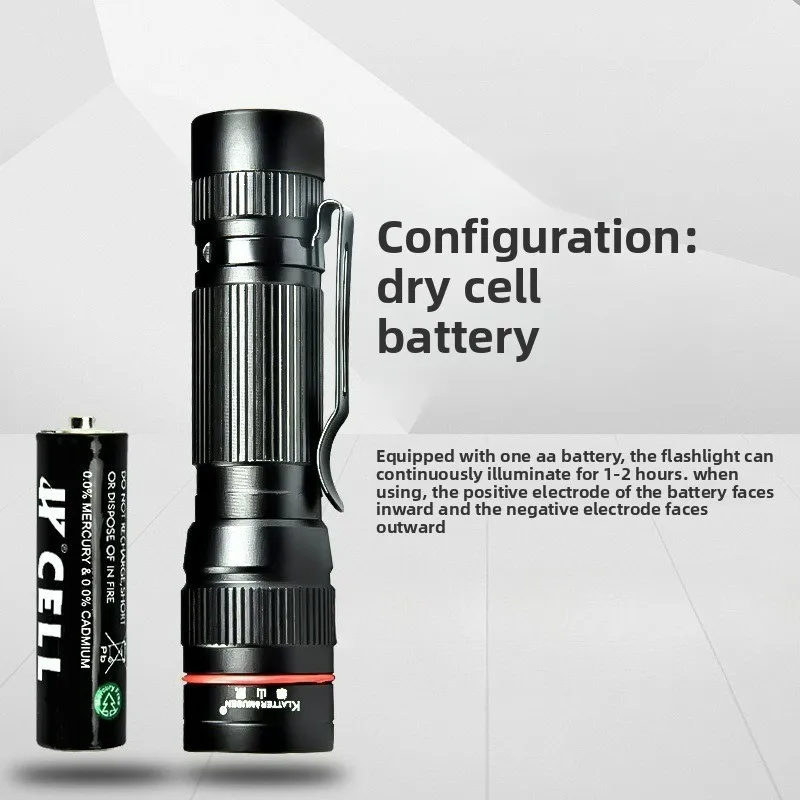 경량 고휘도 미니 LED 손전등, 비상, 야외 및 가정용 휴대 가능, AA 배터리 알루미늄 손전등