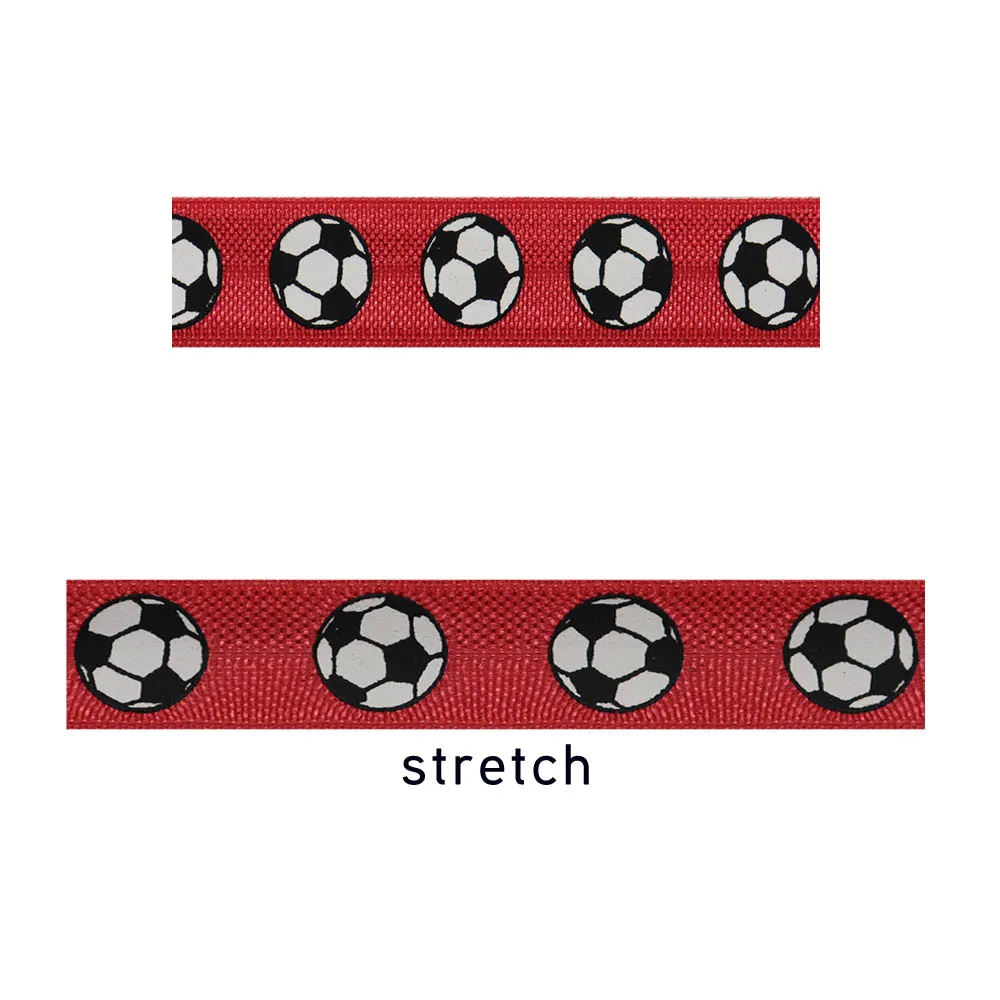 5/8" 15mm Soccer Football Sports Printed Fold Over Elastic Band FOE Ribbon For Sports Headband DIY Sewing Accessories