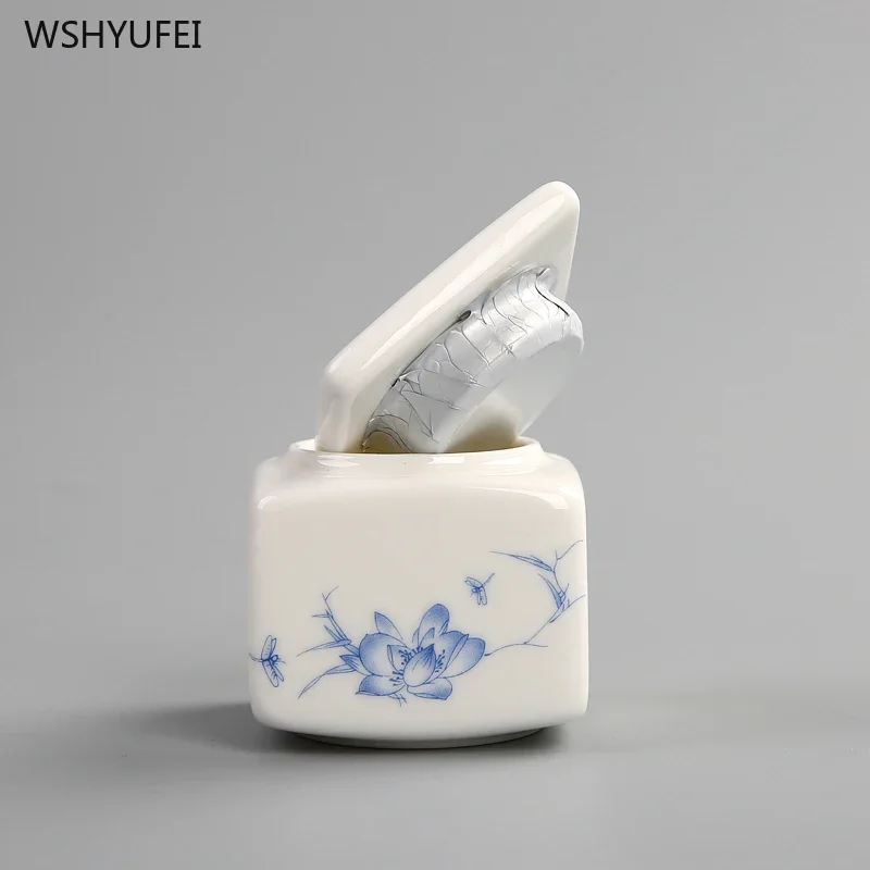 1Pcs White square travel portable tea seal with lid coffee bean candy biscuit collection storage tank kitchen storage supplies
