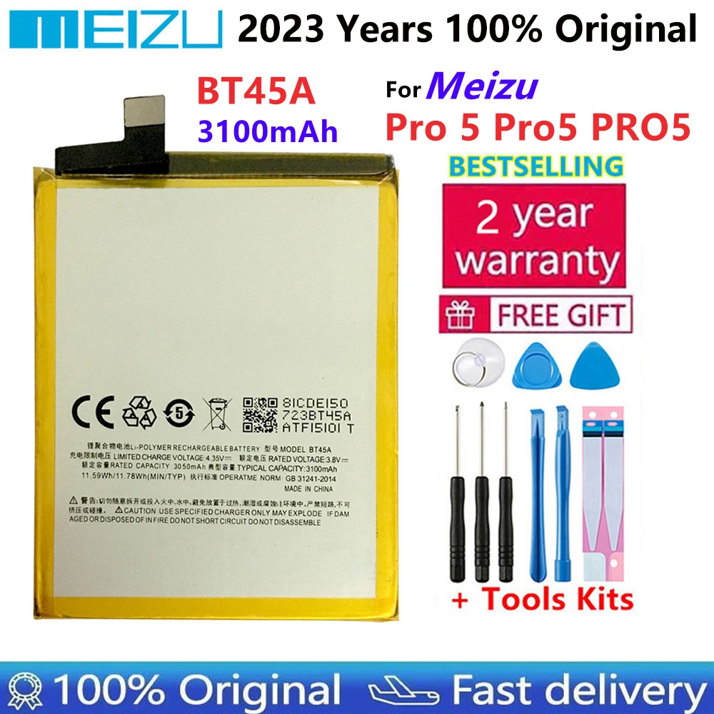 

Meizu 100% Original 3100mAh BT45A Battery For Meizu Pro 5 Pro5 PRO5 Phone Lastest Produce High Quality Battery+Free tools
