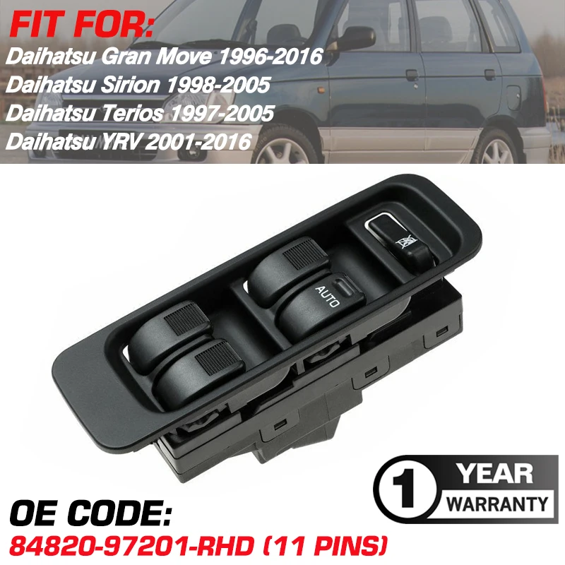 Interruttore Alzacristallo Anteriore Destro Per Auto 84820-97201 Per Daihatsu Sirion Daihatsu Terios Daihatsu Yrv Daihatsu Gran Move 1996-2016