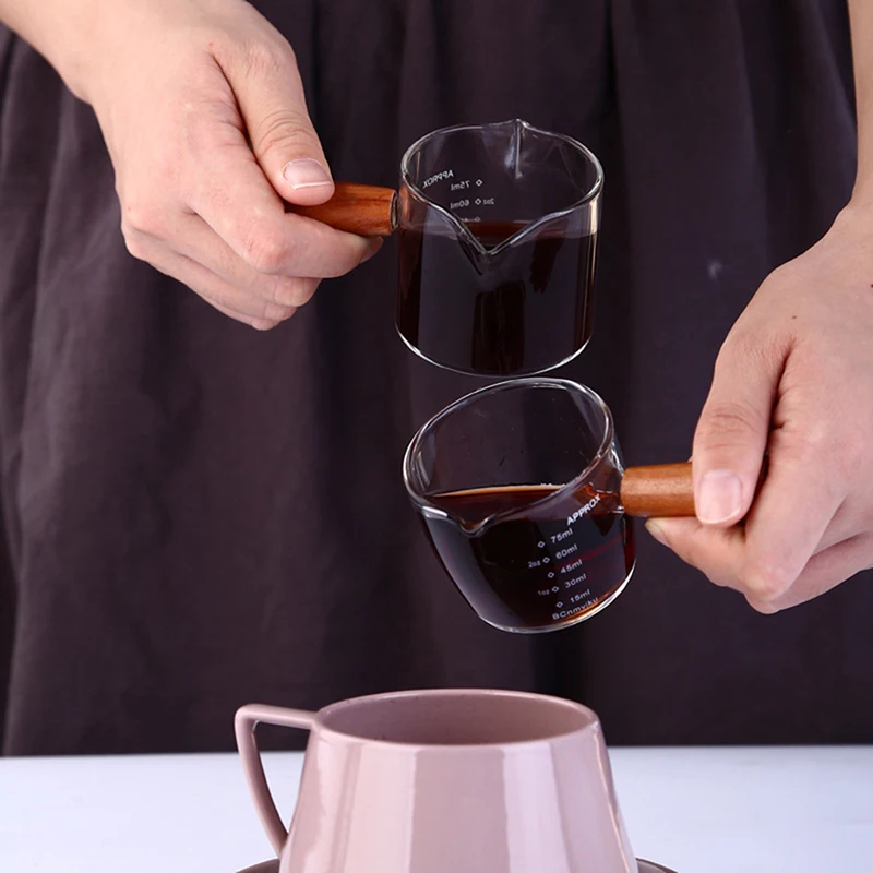 70ml/75ml/80ml/150ml Glass Espresso Measuring Cup Double/Single Mouth Milk Jug Coffee Supplies Clear Scale Kitchen Measure Mug