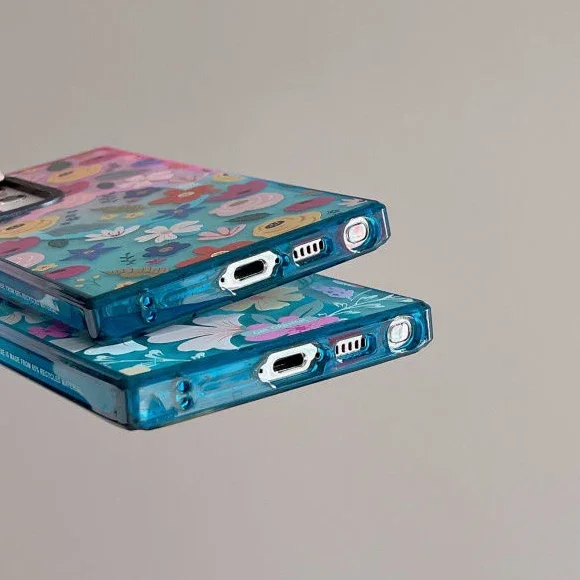 Flower MagSafe Colorful Border Case for Samsung Galaxy S22 Ultra S23 Ultra S24 Ultra Cover Protective Shell