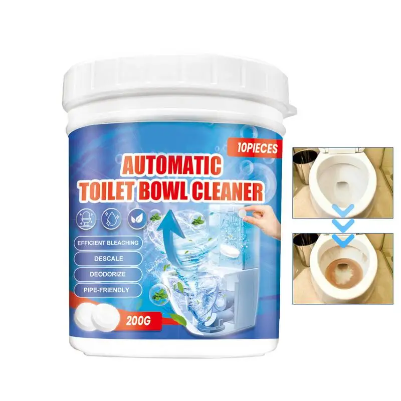 

Toilet Cleaner Tablets 10pcs Household Automatic Toilet Cleaning Tablets Long-Lasting Janitorial Deodorizers Toilet Tough Stain