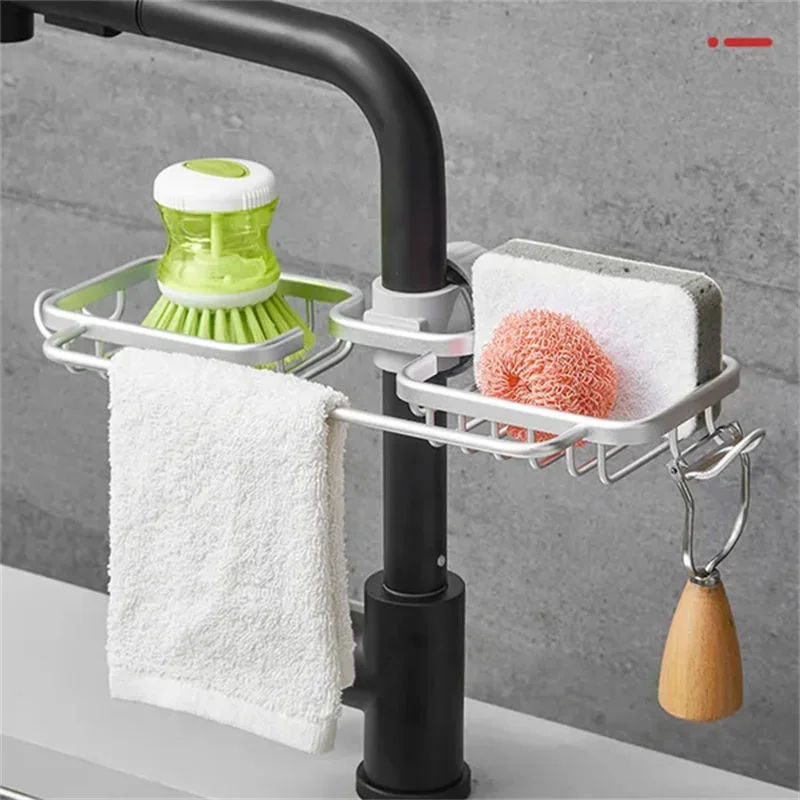 Kitchen Sink Drain Rack Aluminum Faucet Sponge Storage Holder Hanging  Faucet Drain Drainer Shelf Basket Bathroom Organizer - AliExpress