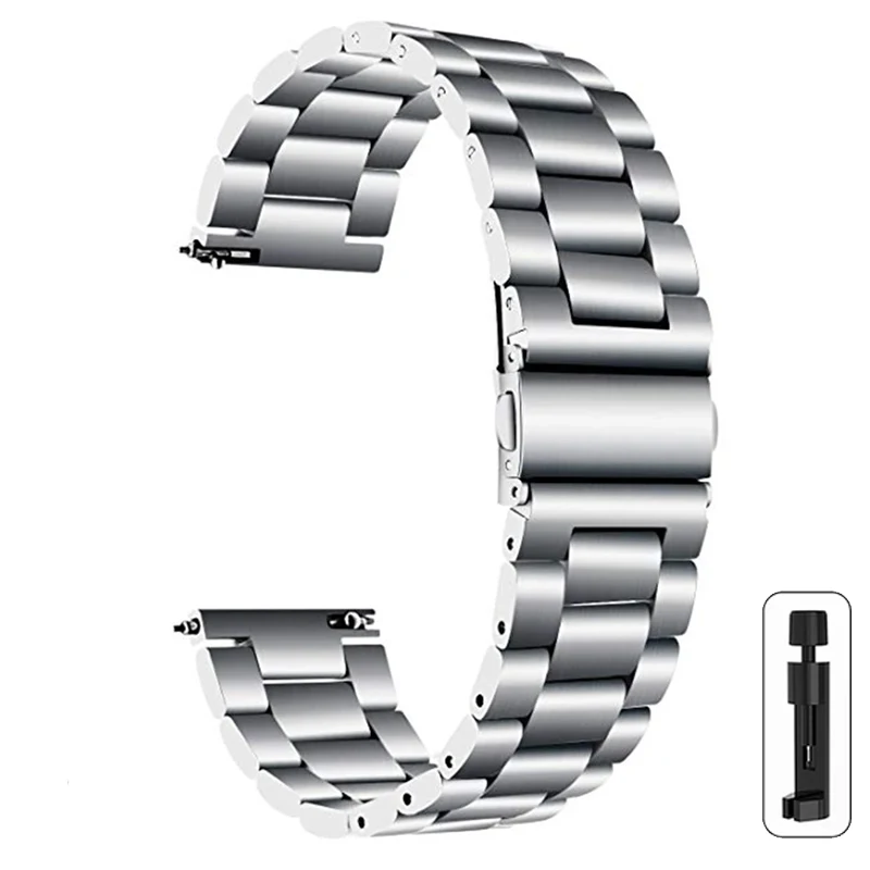 Enhanced Stainless Steel Metal Watch Band - 22mm/20mm Adjustable Strap