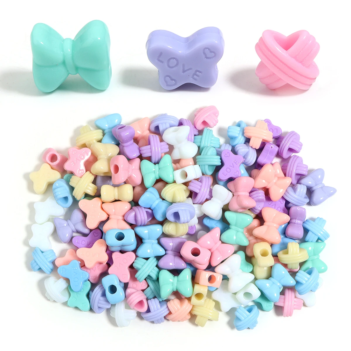 50-100Pcs 아크릴 비즈 나비 해양 동물 꽃 모양의 느슨한 스페이서 비즈 쥬얼리 만들기 DIY 팔찌 액세서리