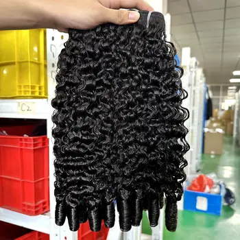 Extension di capelli umani ricci birmani, trama a onda profonda, doppia trama, capelli vergini vietnamiti