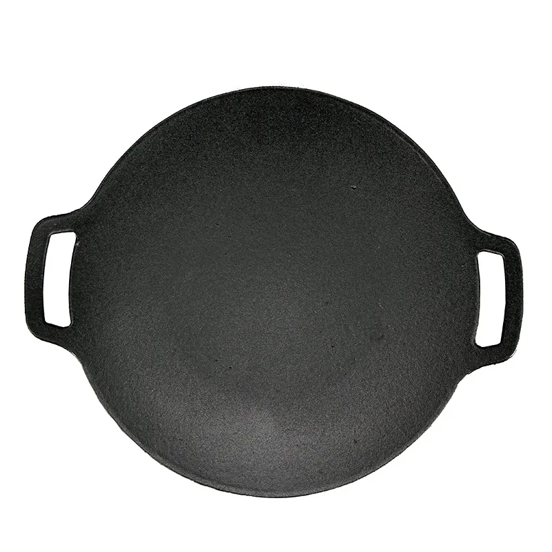 30cm Cast Iron Frying Pan Flat Round Barbecue Plate Outdoor Camping Bbq  Grill Pan Pancake Griddle Uncoated Non-stick Frying Tray - Outdoor  Tableware - AliExpress