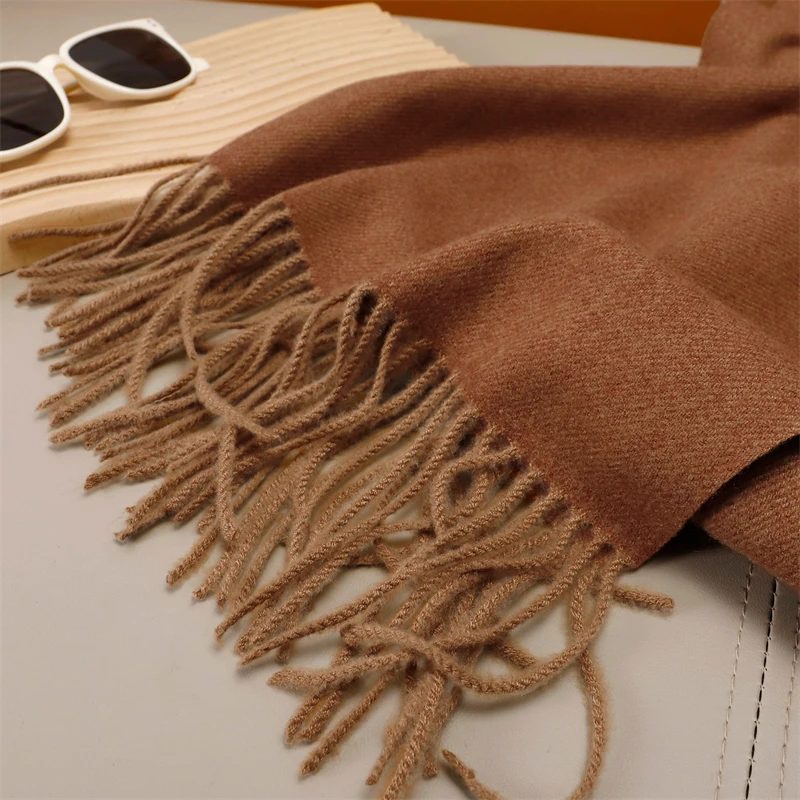 2023 Winter Frauen Schals Lange Warme Gradienten Imitation Kaschmir Hijab Solide Dame Schal Wrap Weibliche Pashmina Bandana Kopf Schal – Detail 31