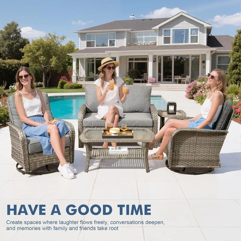 5-Piece Gray Outdoor Patio Furniture Set 3