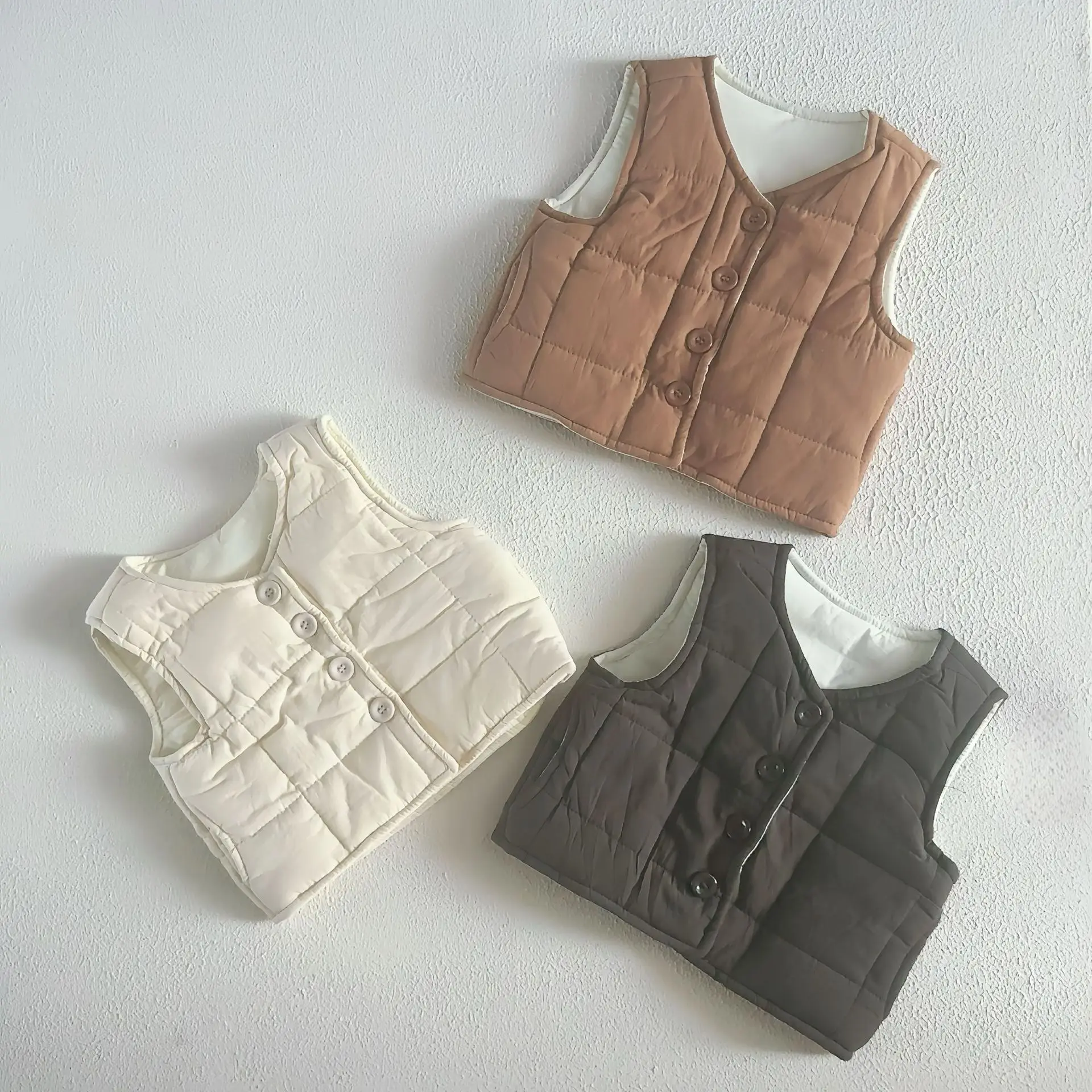 2025 겨울  민소매 따뜻한 베스트 플러스 벨벳 두꺼운  남아 여아 패딩 재킷  ..