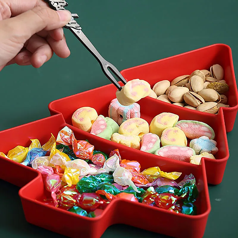 Description Picture 5 of item1Pc Creative Christmas Tree Fruit Plate Divided Household Snack Plate Plastic Candy Dried Fruit Melon Seed Storage Box