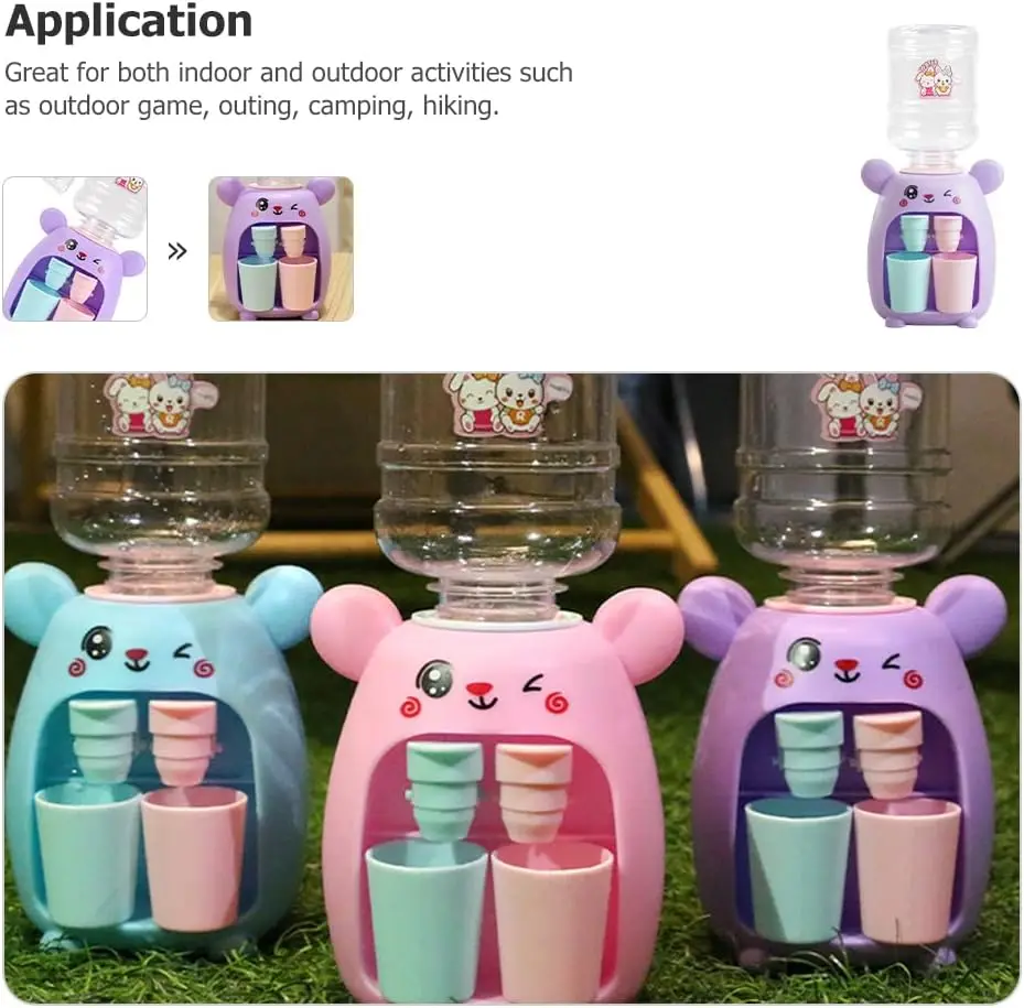 Mini Children Water Dispenser Toy Cute Cartoon Water Juice Milk Drinking Fountain Pretend Play Kitchen Toys for Boys Girls Gift