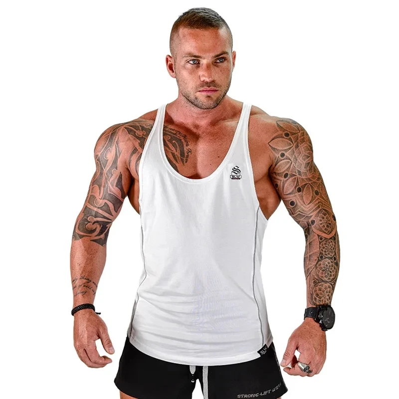 Mens Bodybuilding Tank top Gyms Fitness Sleeveless shirt Male Cotton clothing Fashion Singlet vest Undershirt