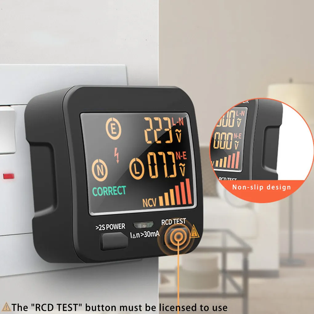 

0 1-220V 40Khz-1Khz LCD Screen Digital Socket Tester Voltmeter Ground Zero Line Polarity Detector Voltage Measuring US Plug