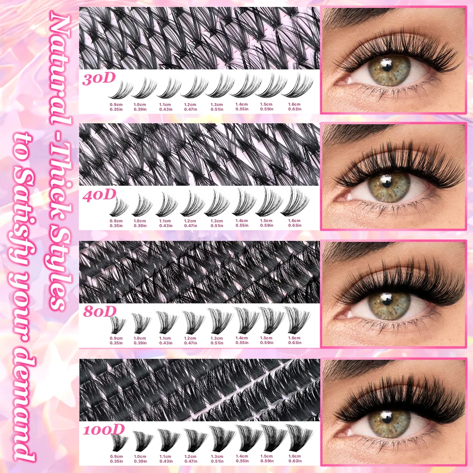 DIY wimperverlenging, wimperclusters, individuele wimpers 9-16 mm met bonding en seal, luchtige, natuurlijke wimpers._voghion.com