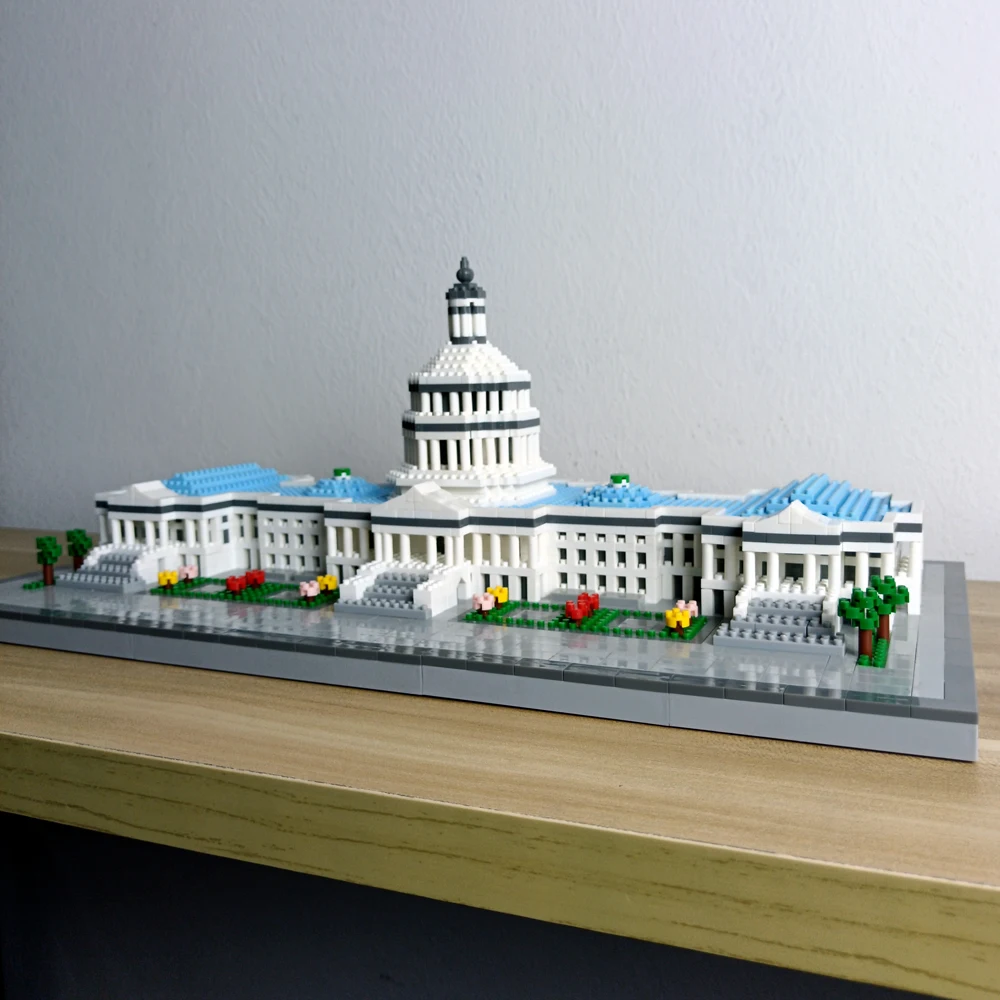 USA Famous Architecture Micro Mini Building Blocks  Adult Puzzle Toy Kit Assemble Decoration Brick Gift New York Skyline Capitol 5