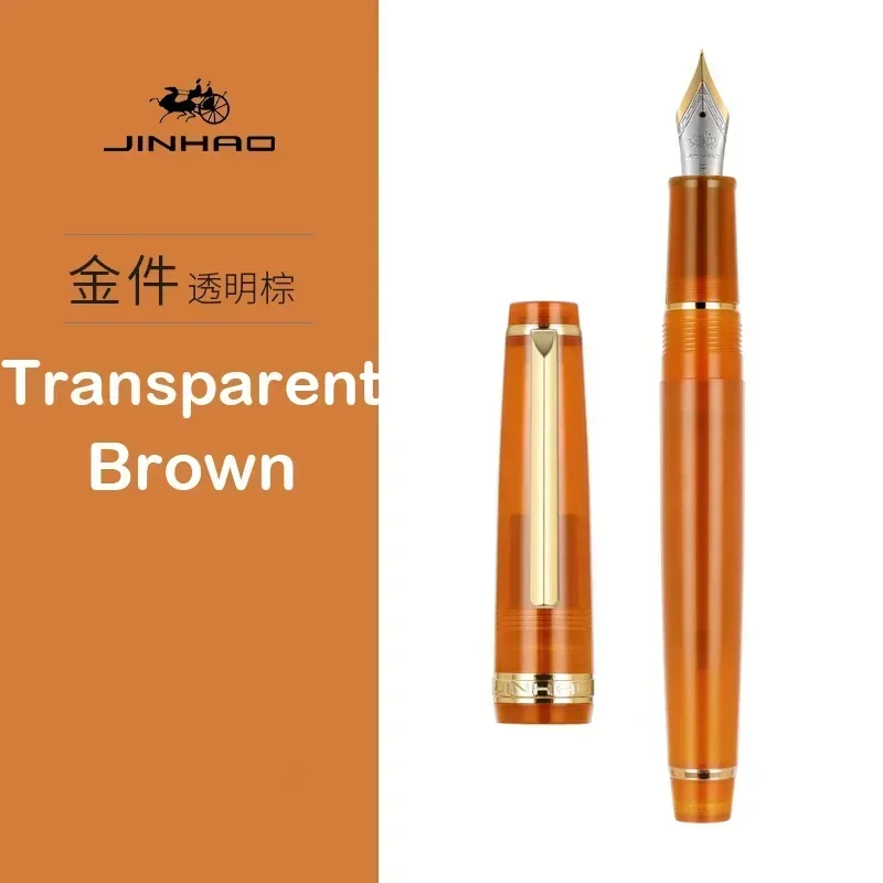 Elegant Gold Trim Acrylic Fountain Pen with Fine Nib for Writing and Calligraphy