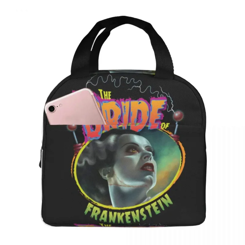 

Lunch Bag for Women Kids The Bride Of Frankenstein Insulated Cooler Bag Waterproof Picnic Travel Horror Lunch Box Handbags