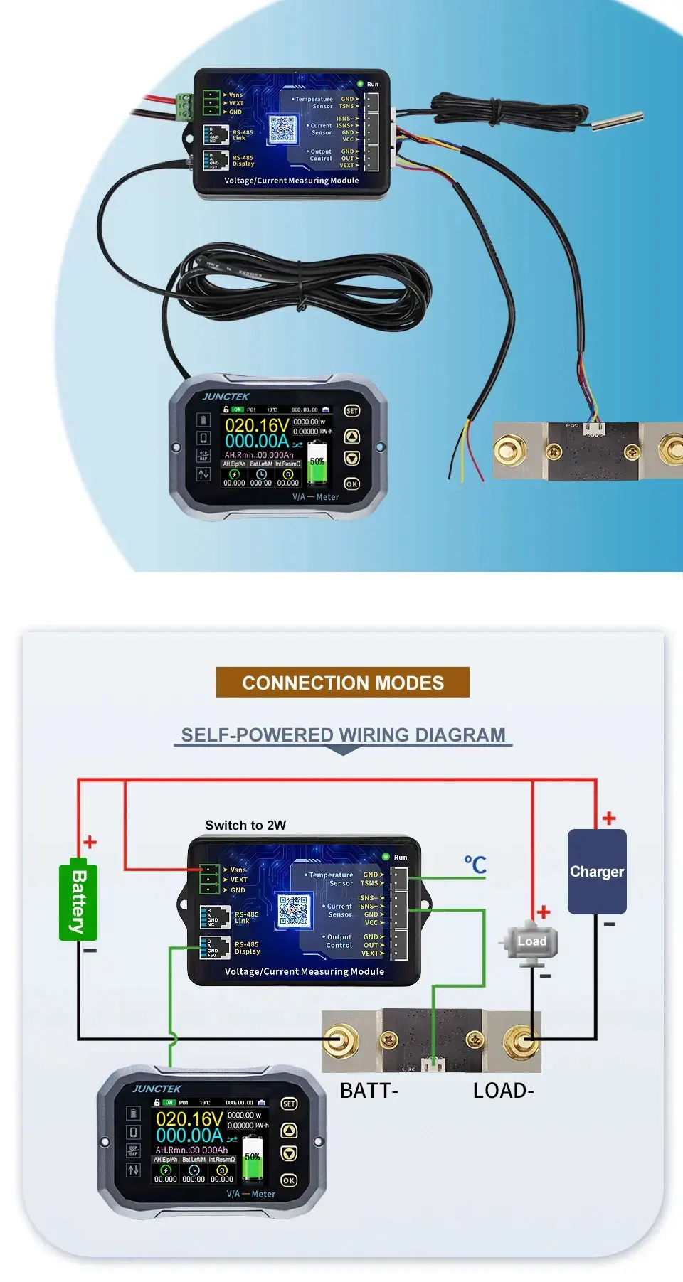JUNCTEK KG-F battery monitor suitable for multiple battery types