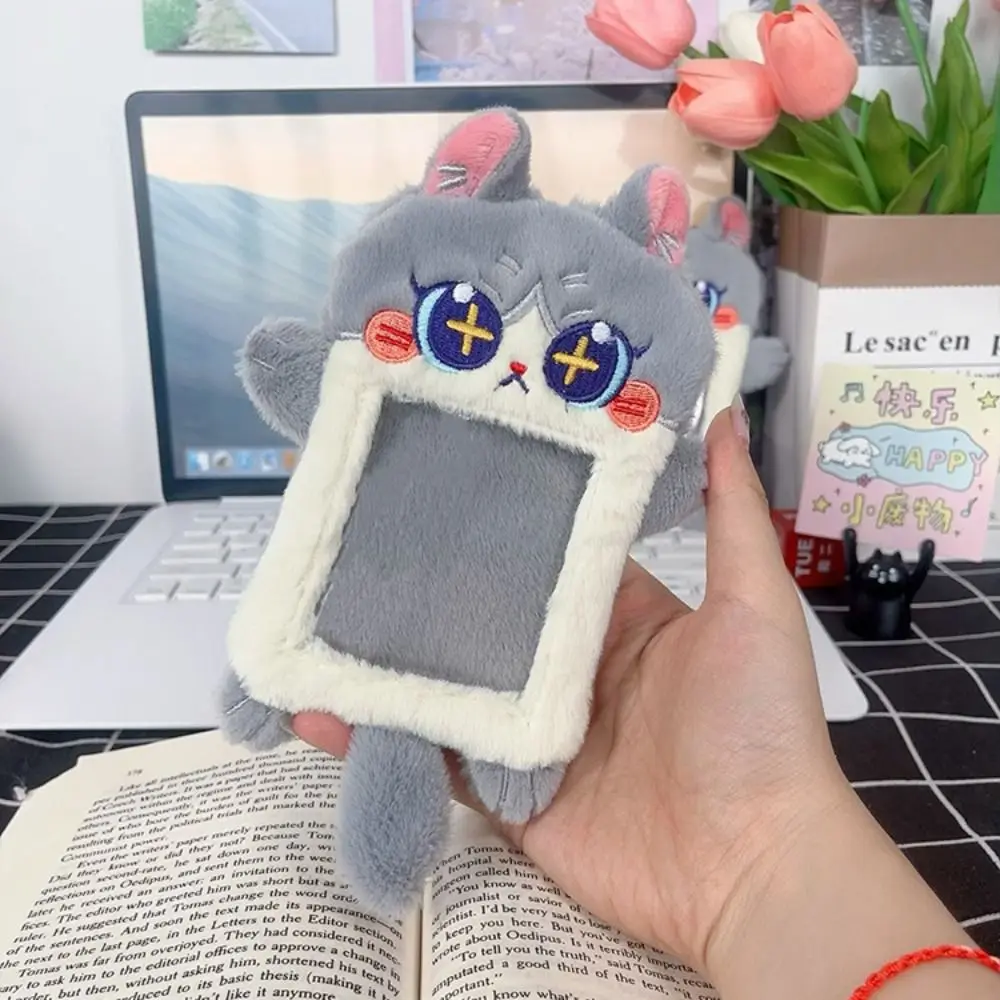 Durable Animal Shape Cartoon Plush Card Holder Soft INS Photo Protector Case Sweet Cat ID Credit Case Girl