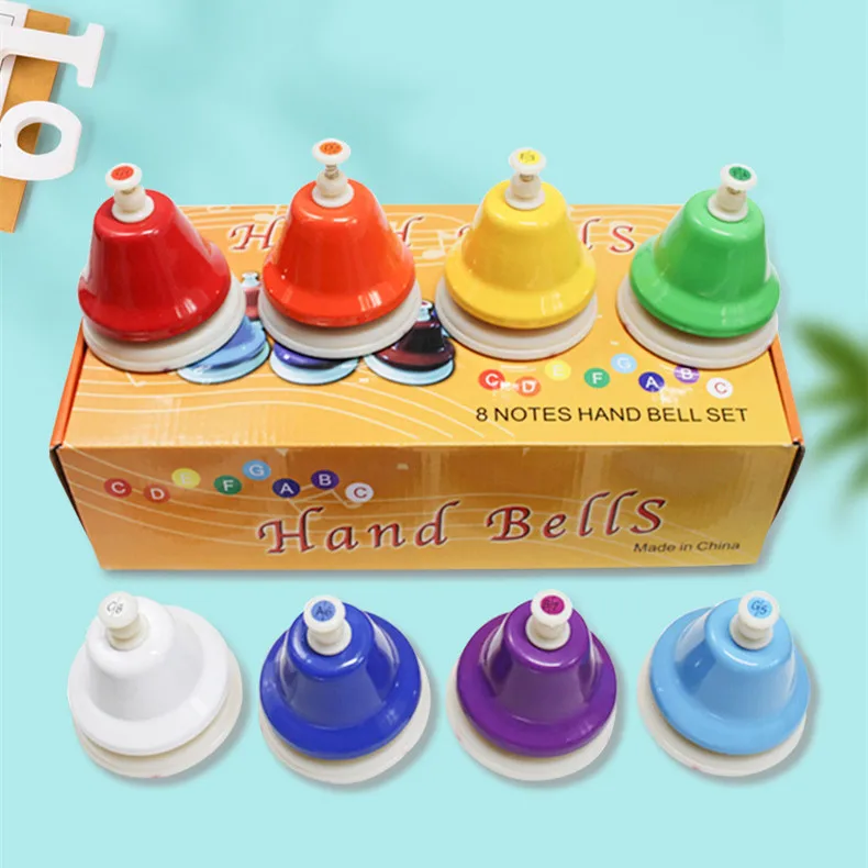 Musical Instrument Set Handbell Colorful 8-Note Hand Bell Child Music Toy Baby Early Education Beautiful Christmas Gift hand bell