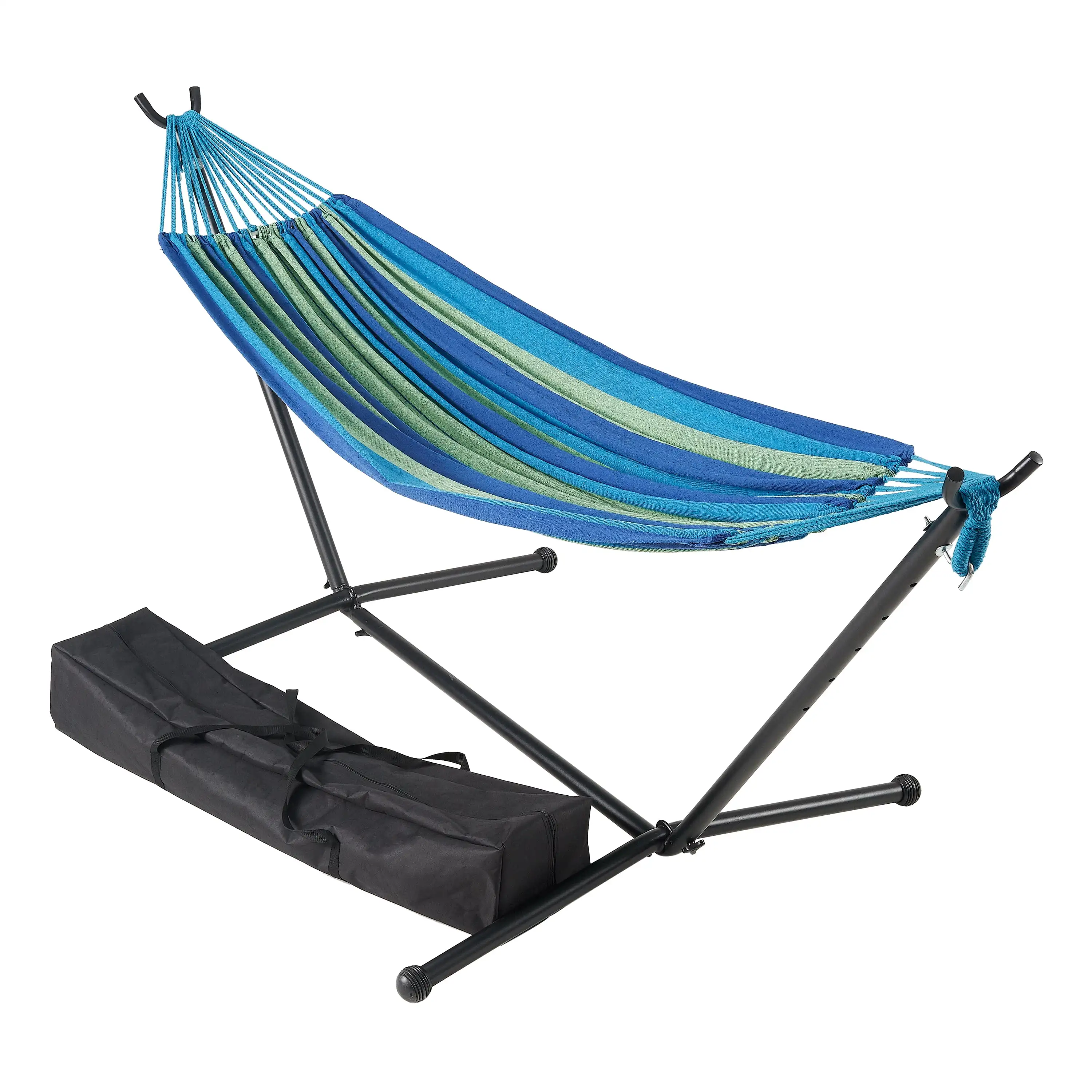 

HammocksMainstays Wapella Stripe Hammock and Stand in a Bag, Hammock Size: 98.43 x 59.06" (L x W),Load Capacity 250 Lbs
