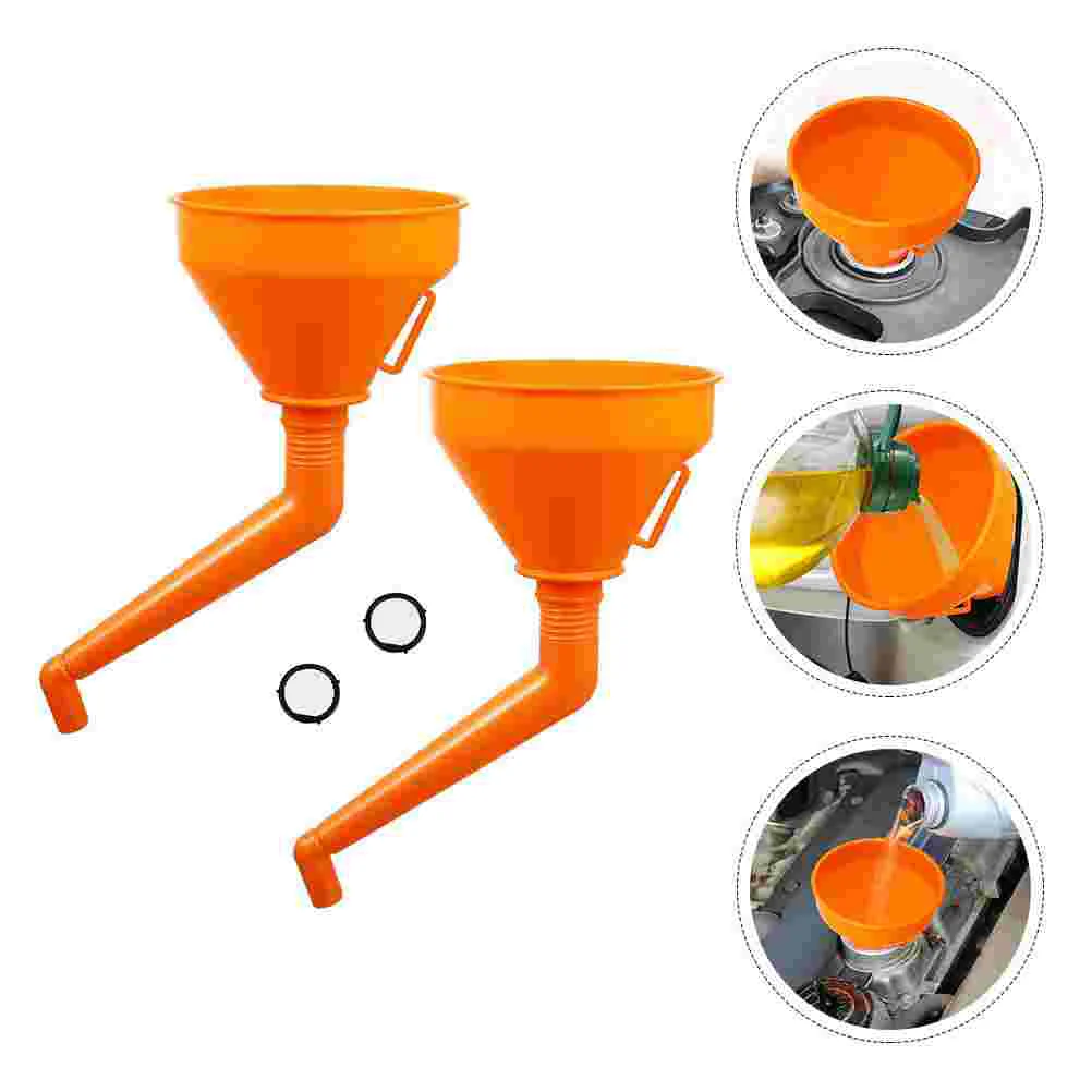

2 Pcs Filler Funnel Vehicle Transmission Fluid Long Mouth Gasoline Oil Abs Automotive