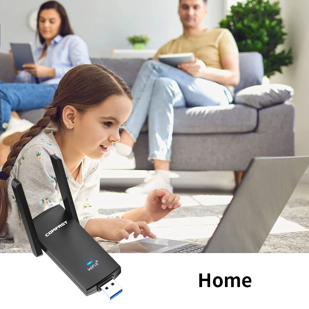 Adaptador Comfast-usb 3.0 Placa de Rede de Alta Velocidade Dongle Win10 11 Receptor pc 1800mbps 1800mbps 2.4g 5g Dongle Cf-953ax - Imagem 4