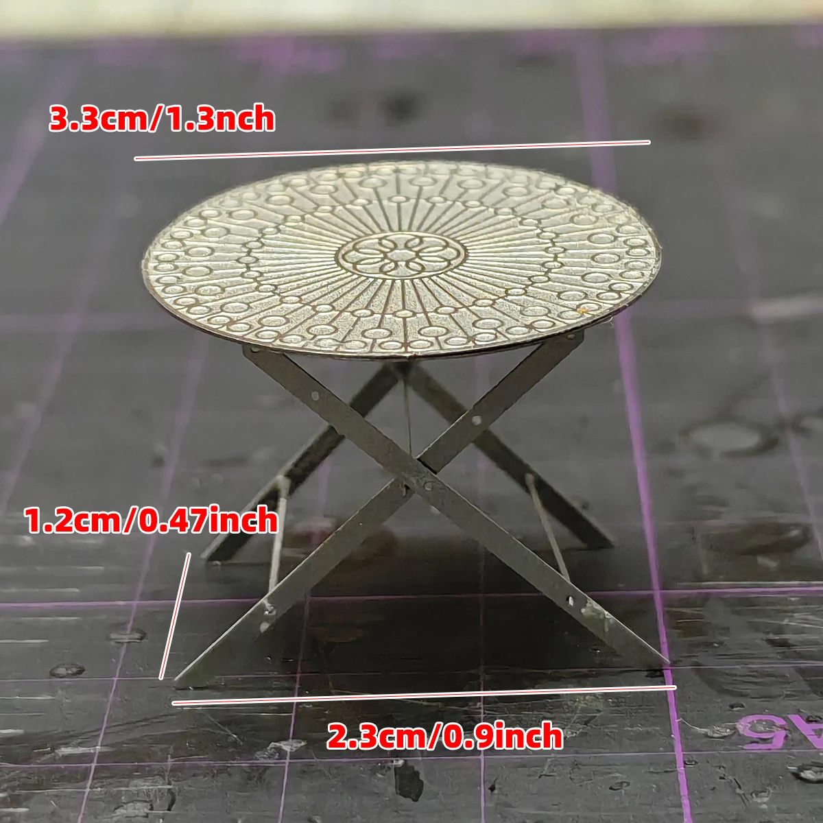 1/35 포토 이트치 PE 샌드 테이블 디오라마 스케일 모델 키트 금속 스테인리스 스틸 야외용 접이식 의자 접이식 원형 테이블