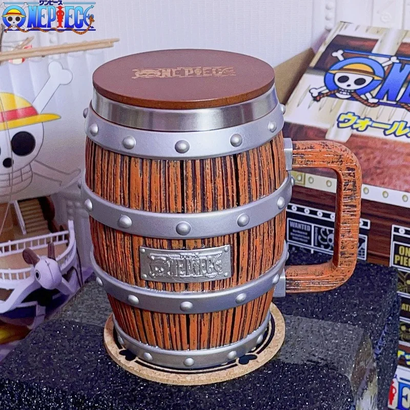 One Piece Figure Ace Rufy Sabo Wine Barrel Cup Cheers Series Gold Silver Ornament Doll Pvc Action Model Collection Toy Gift