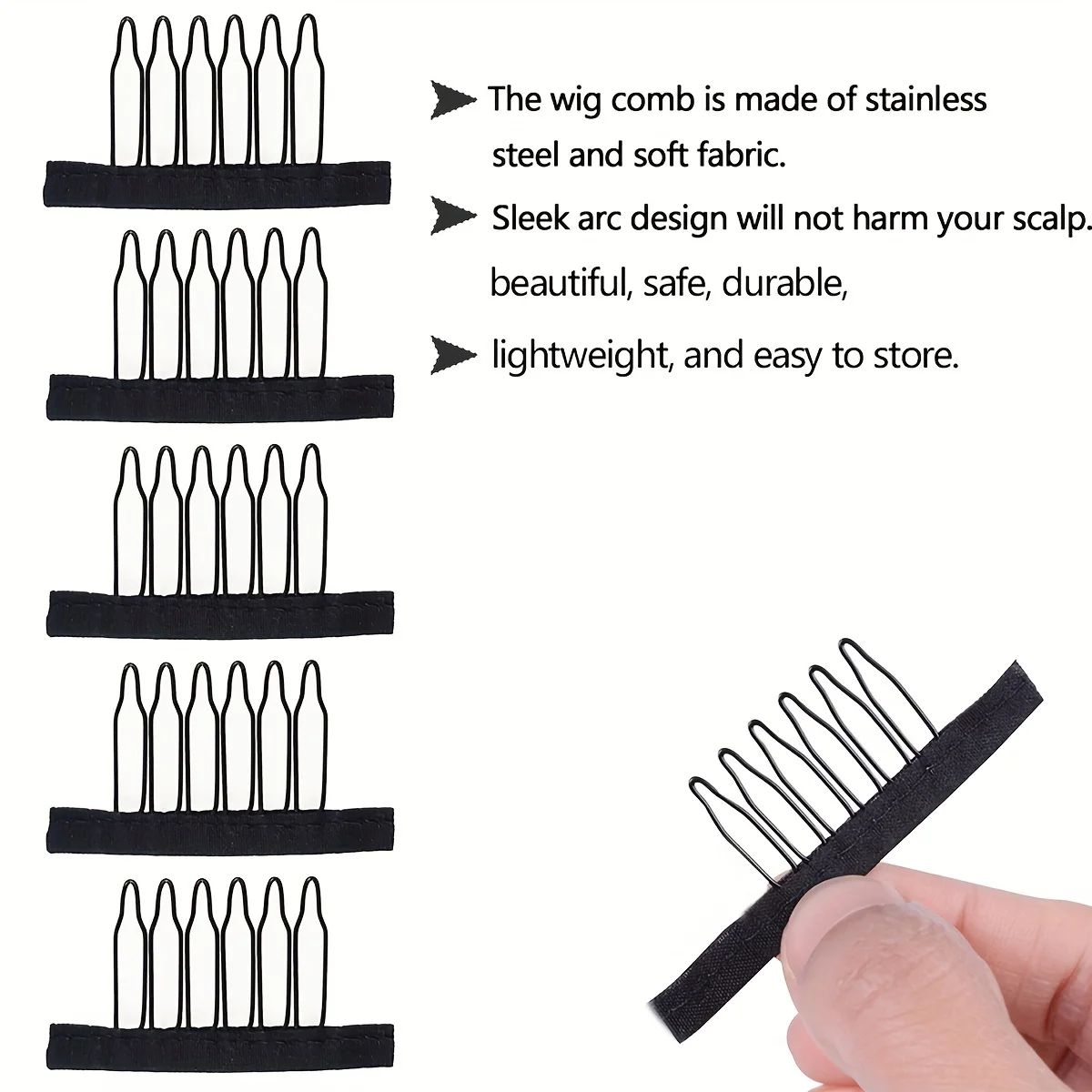 Hair clips Wig clips Wig combs To secure wig 6-Teeth comb clips With cloth For making caps Steel material clips Combs For hair 10/20/50Pcs