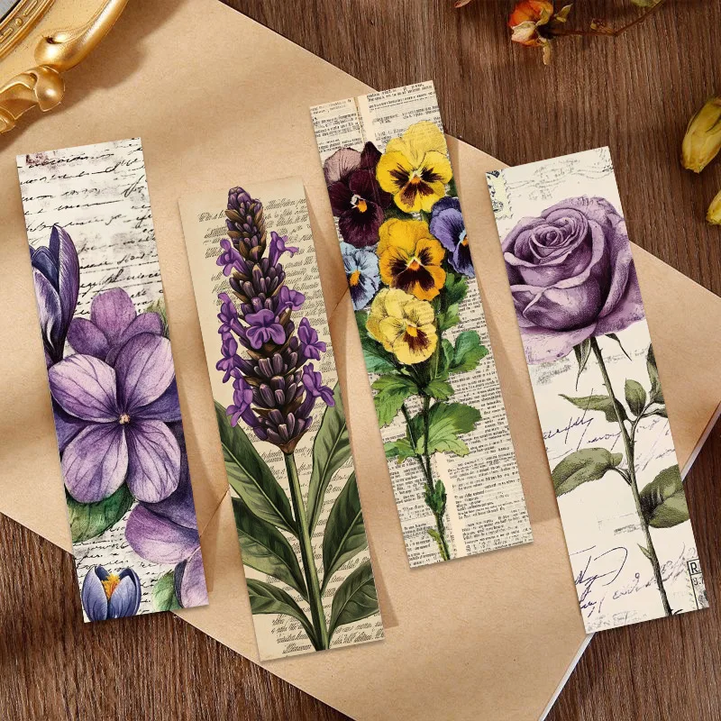 Vintage Flowers Bookmarks Books Labeled Students Stationary Supplies DIY Creative Aesthetic Bookmark Reading Pages 30Pcs