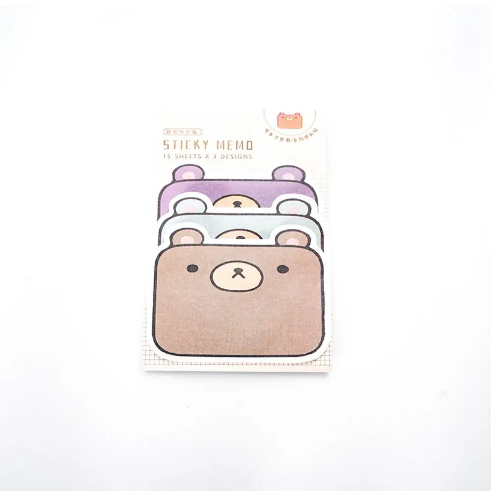 

45 sheets Kawaii Memo Pad Memo Notepad Ins Style Self-adhesive Planner Stickers Cartoon Bear for 3pcs School Office Supply