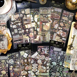 3 Sheets/pack PET Strip Sticker Tape Gold Country Series Retro Hot Stamping DIY Handbook Material Stickers Pack