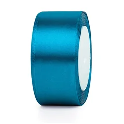 Elegant Red Satin Ribbon for Gift Packaging and Crafting (Peacock Blue)