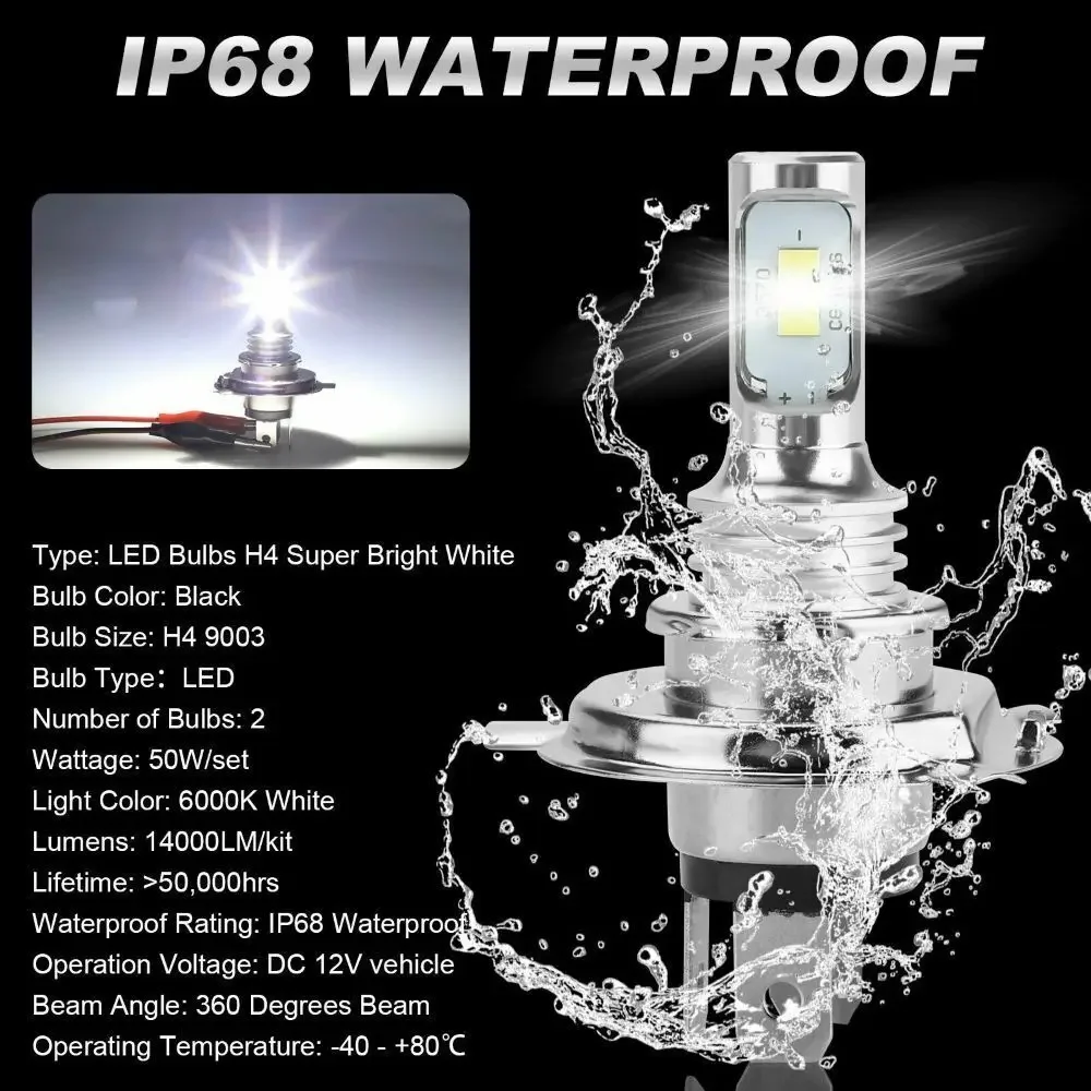 Led Car Headlights Led Lights Led Bulbs 4Pcs H4 H7 H8 H9 H11 9005 9006 Super Bright CSP LED Headlight DRL Lamp Kit High Low Beam 6000K 12V 24V