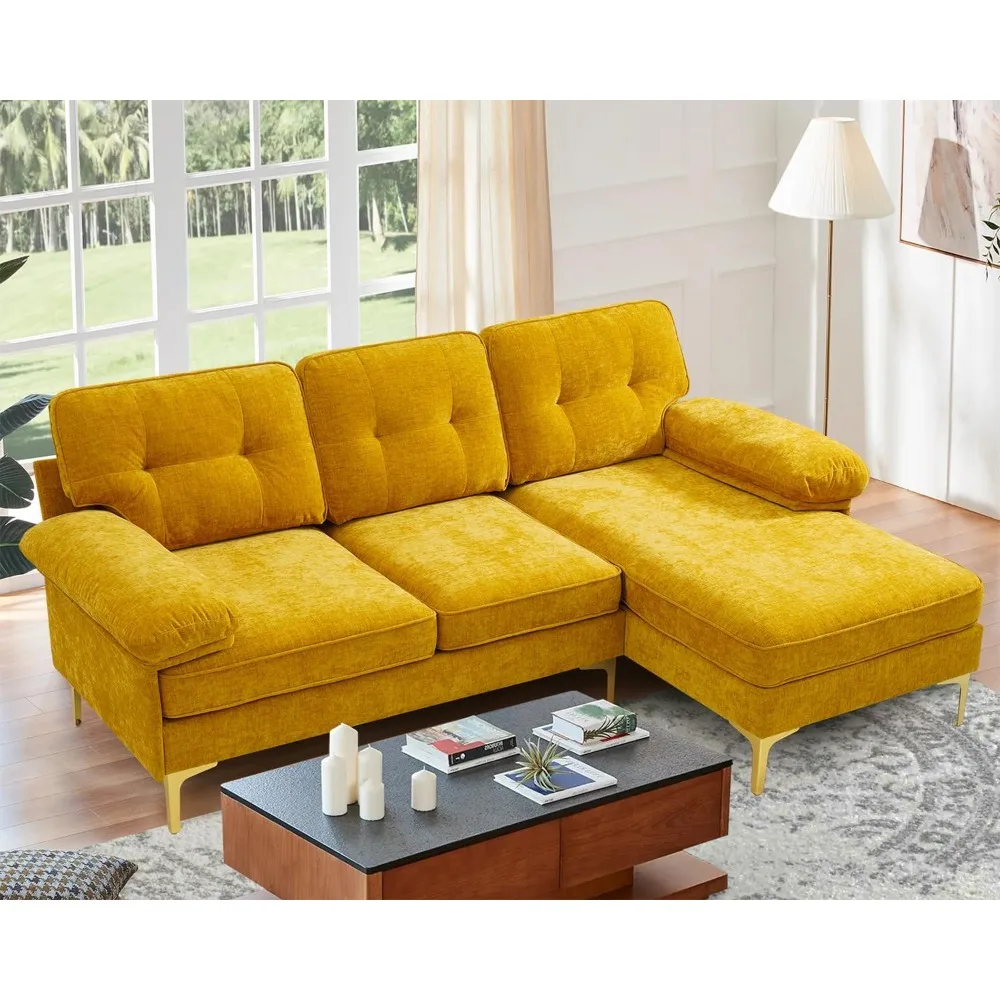 

83" Chenille L Shape Convertible Sofa,Modern Sofa Couch for Living Room, 3-Seat Comfy Sofa Sectional with Reversible Wide Chaise