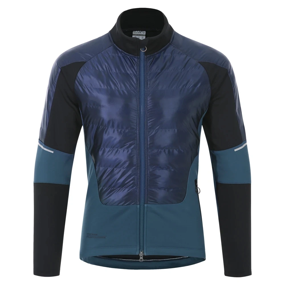 Santic Men's Cycling Jackets Winter Bicycle Windproof Coat Keep Warm Cycling Clothes Cotton Thermal Tops Rainproof M1C01130N