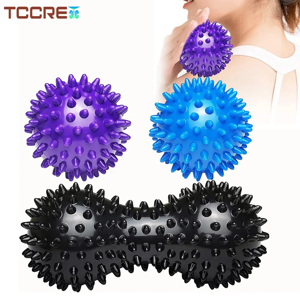 3Pcs/Set Peanut Hedgehog Massage Balls Stress Reflexology & Trigger Point Massager for Back Leg Feet Hand Arm Muscle Pain Relief 3pcs hand trainer balls finger trainer ball for stress relief strength training