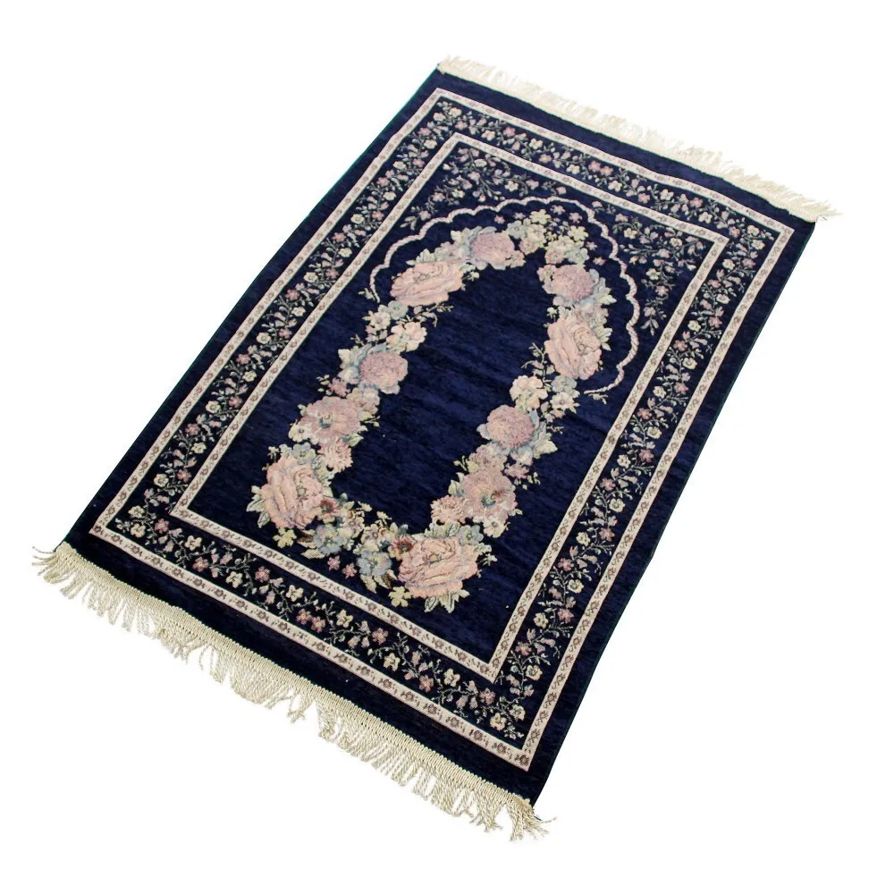 

Muslim Floor Rug Ramadan Worship Blanket Chenille Prayer Mat With Tassel Sajadah 100x70cm