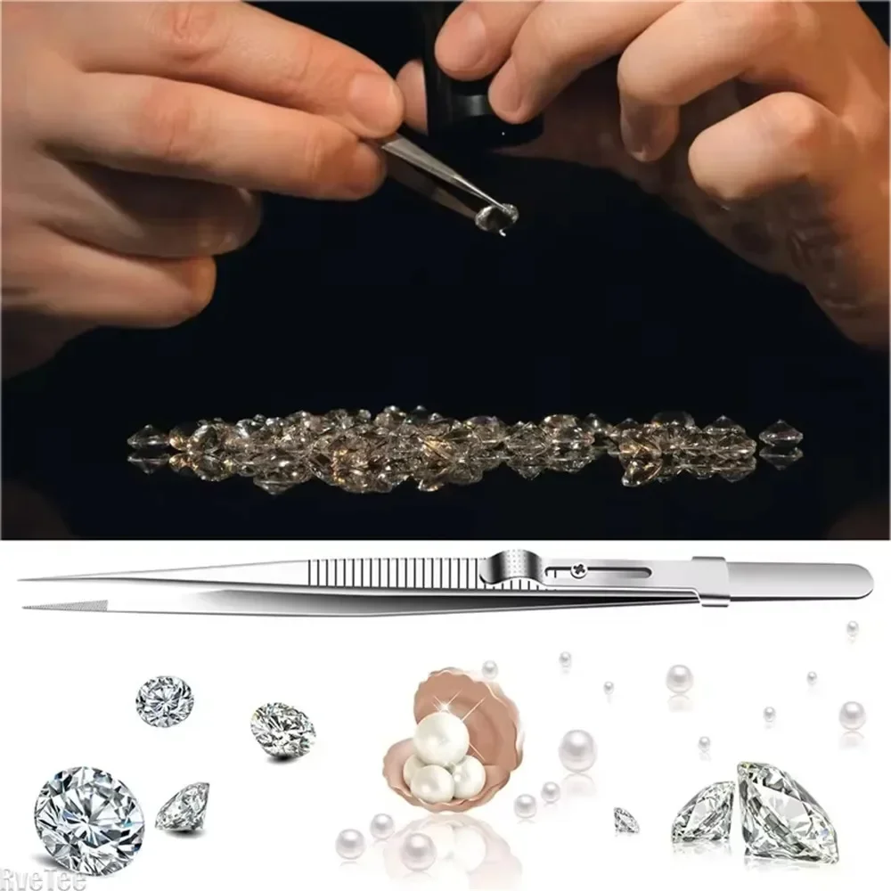 Stainless Steel Slide Locking Tweezer Anti-Static Precision Tweezer for Electronics Component Soldering Watch Repair Build Model precision tweezers esd anti static tweezers soldering tweezers phone repair tweezers