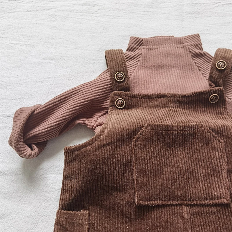Corduroy Baby Overalls and Blouse Set for Boys